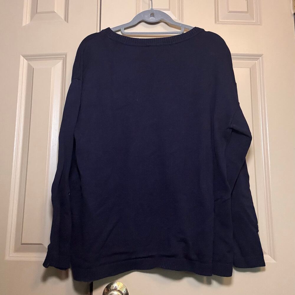 Talbots Women's Fresh Lemons Intarsia Sweater Navy Crewneck Pullover Size XL - Picture 3 of 7